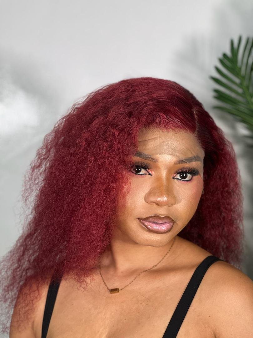 Wine colored pixie curls- Unit 047(💯 human hair)
